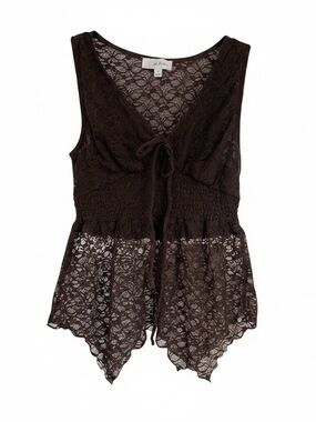 Whimsygoth La Peche Lace Tie-Front Top (S)